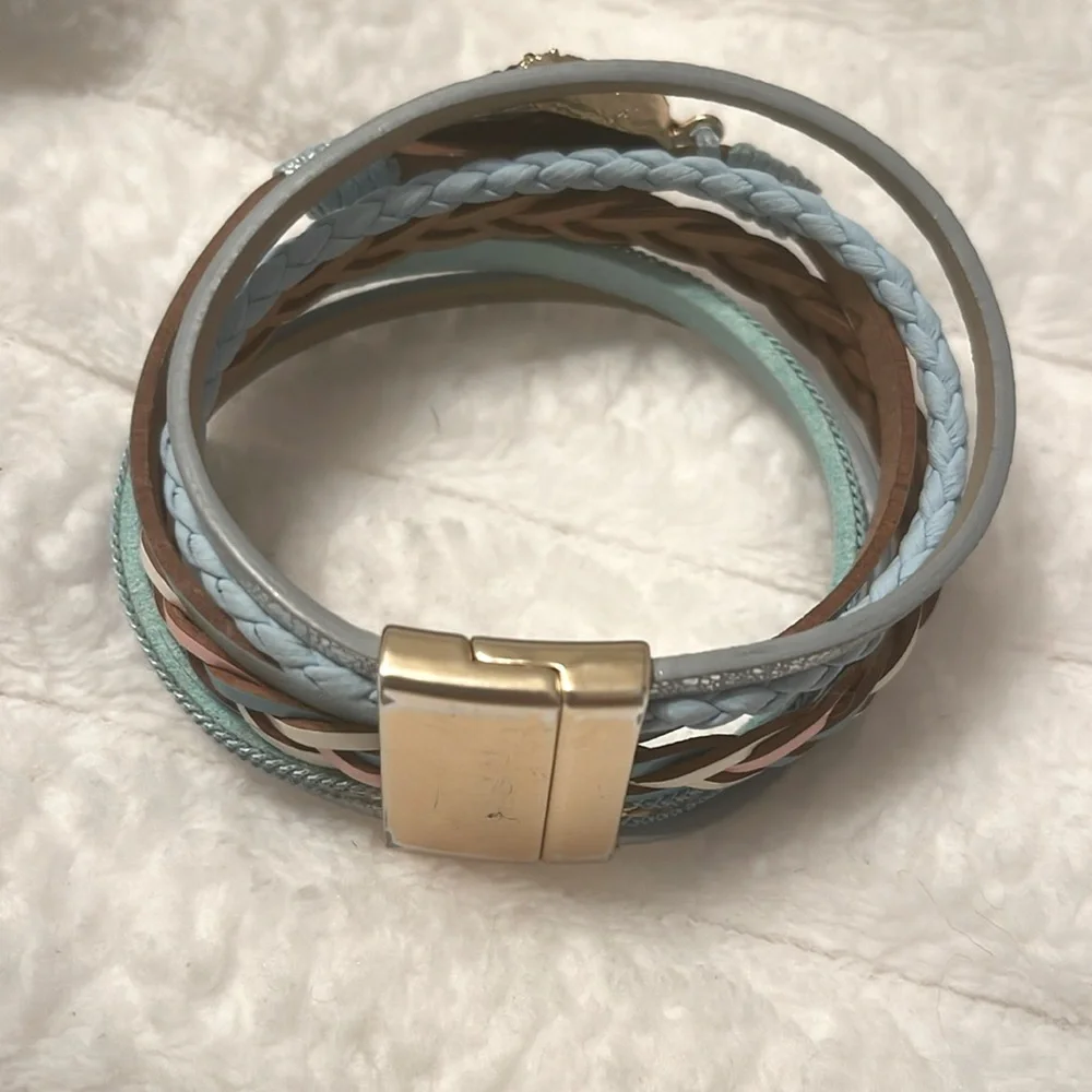 Iridescent Blue Stone Layered Bracelet